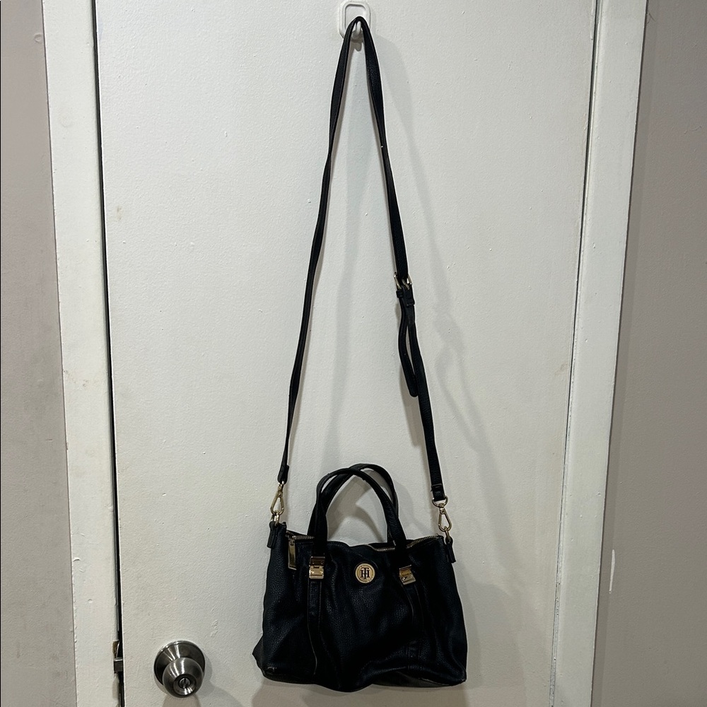 Tommy Hilfiger Black Crossbody Bag with Gold Details